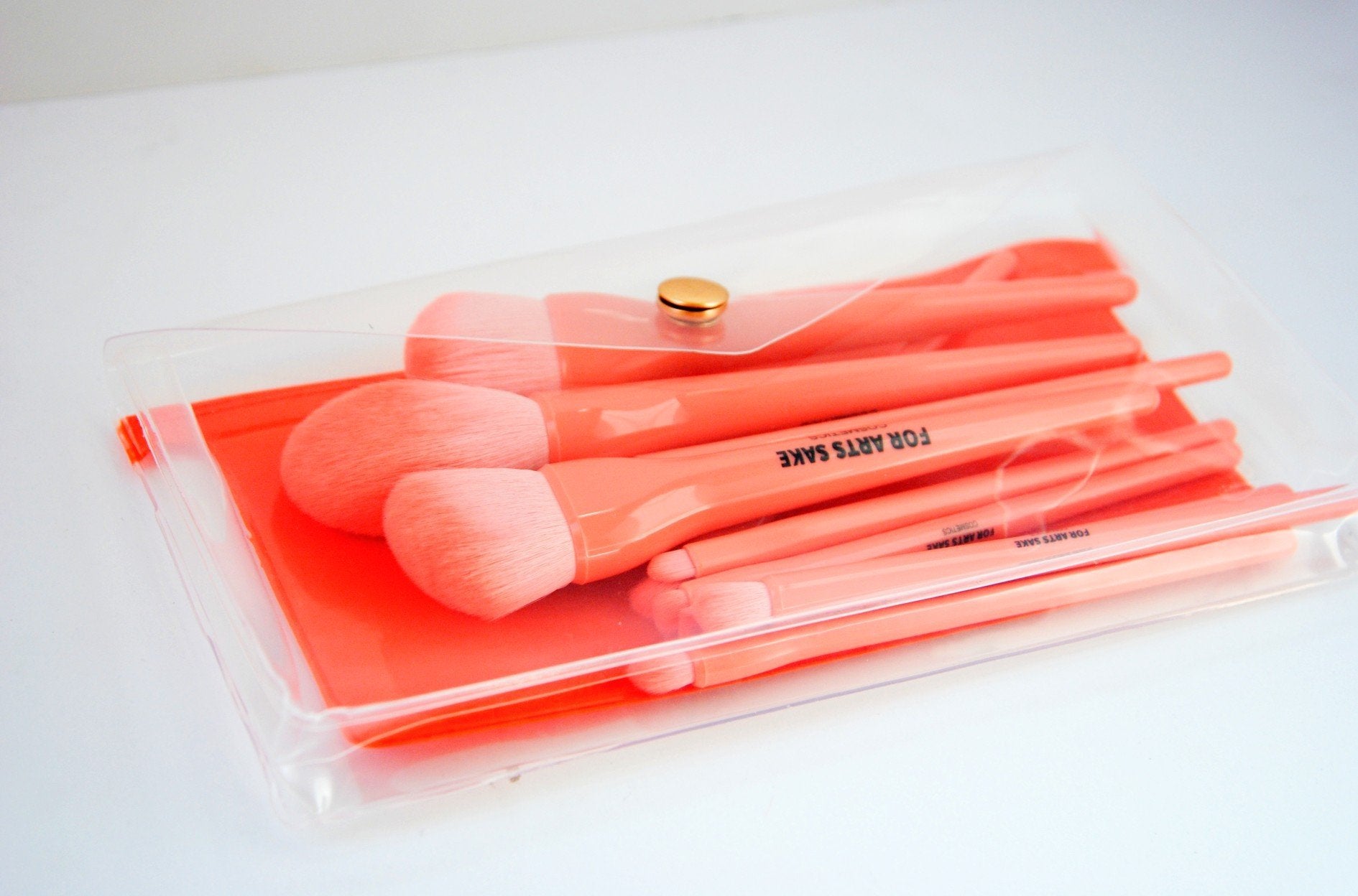 10 Piece Makeup Brush Set | Coral - For Arts Sake Cosmetics