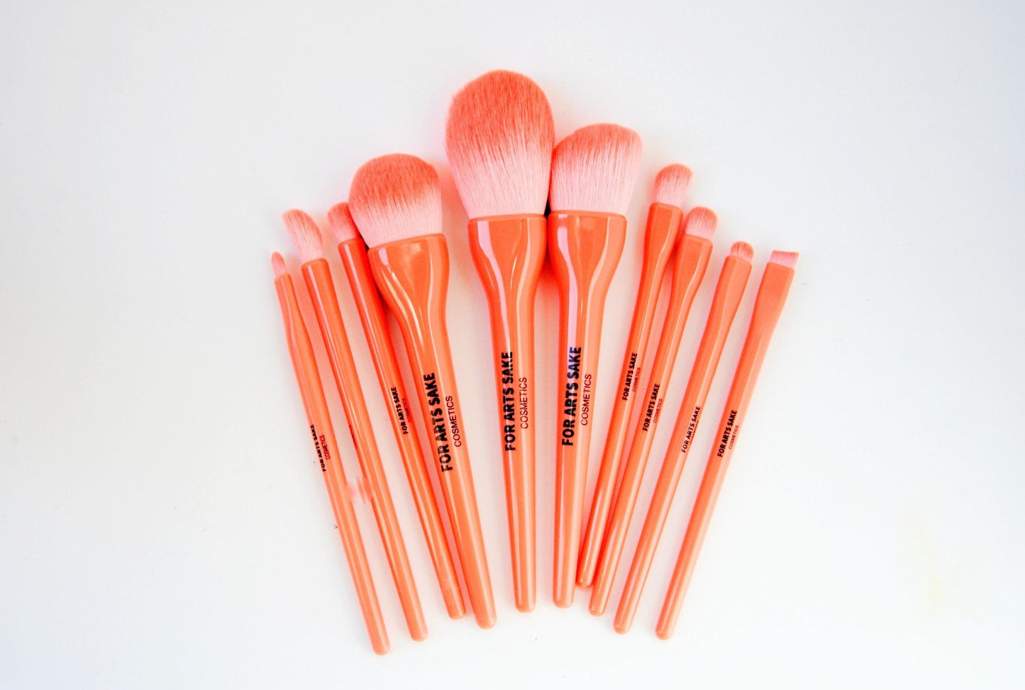 10 Piece Makeup Brush Set | Coral - For Arts Sake Cosmetics