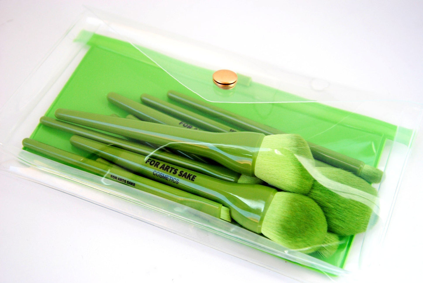 10 Piece Makeup Brush Set | Green - For Arts Sake Cosmetics