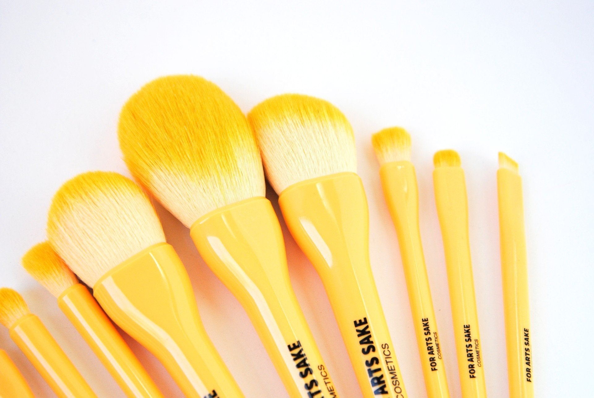 10 Piece Makeup Brush Set | Yellow - For Arts Sake Cosmetics